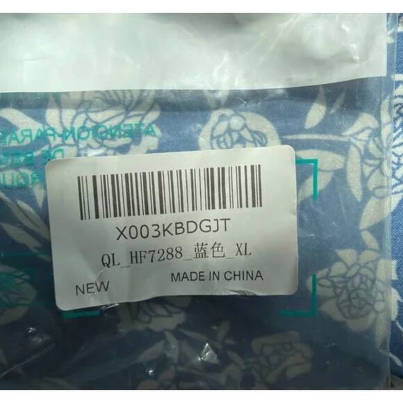 NWT Blue White Floral Spaghetti Strap Flowy Wide Leg Pantsuit Jumper Jumpsuit XL - Picture 10 of 16